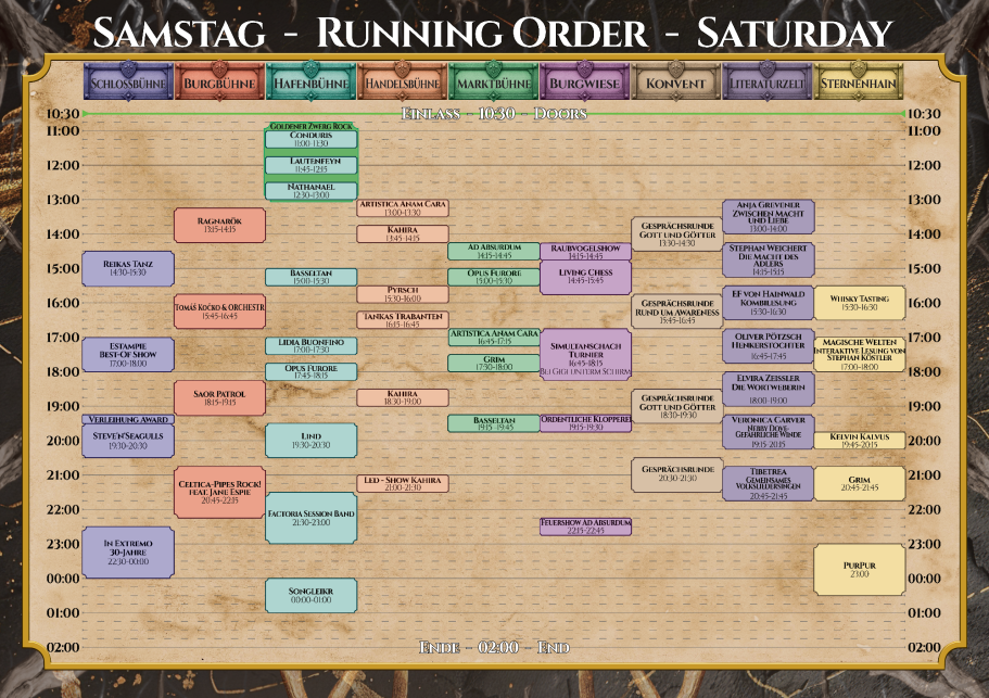 Festival-Mediaval Running-Order Samstag