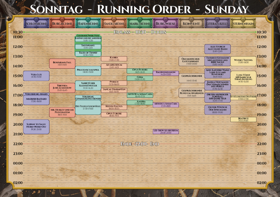Festival-Mediaval Running-Order Sonntag
