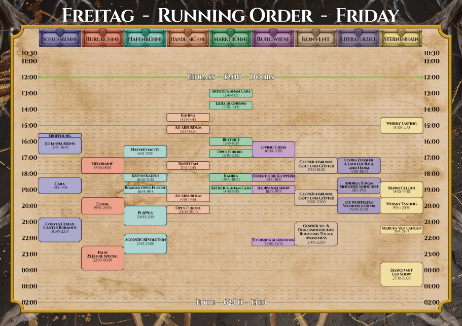 Festival-Mediaval Running-Order Freitag